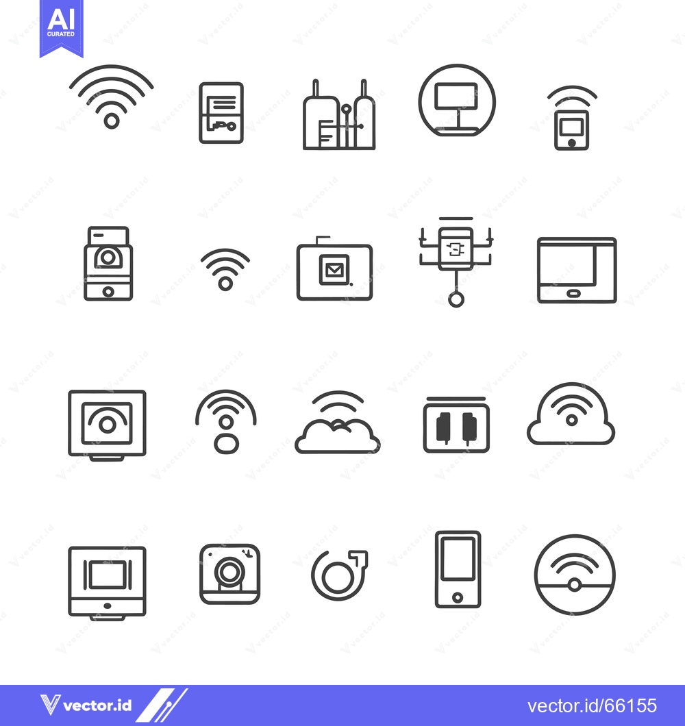 Premium Vector dari A Set of Twenty Wireless Connection Icons