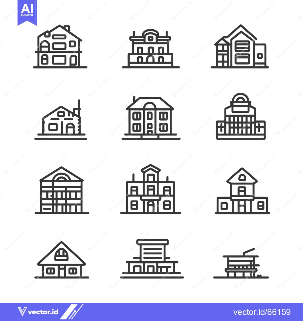 Premium Vector dari Collection of Line Art House Icons