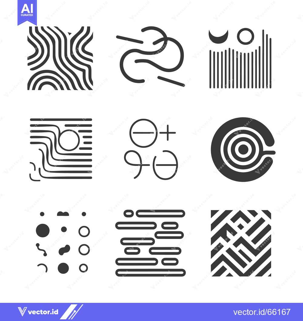 Premium Vector dari A Collection of Nine Abstract Geometric Line Art Designs