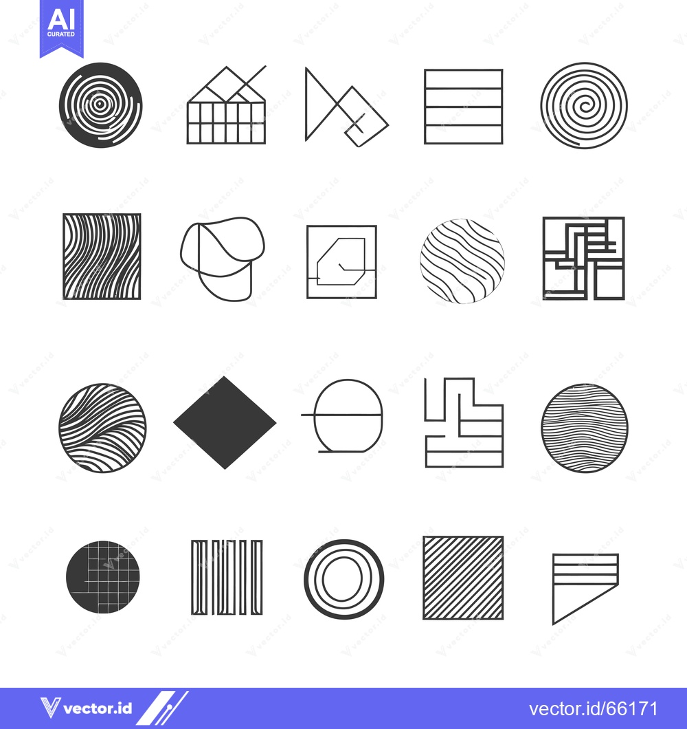 Premium Vector dari Set of Geometric Shapes with Different Textures and Patterns