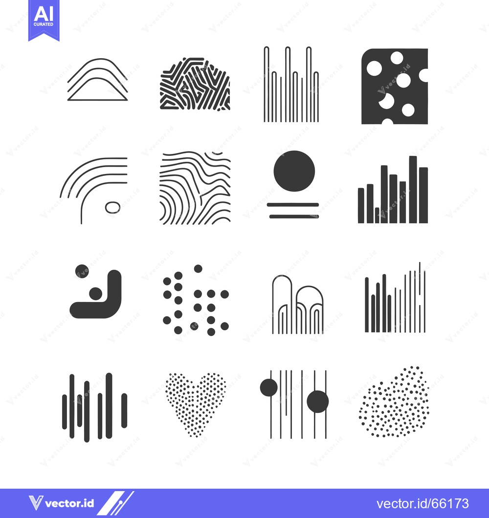 Premium Vector dari Set of Abstract Geometric Shapes and Patterns in Black and White