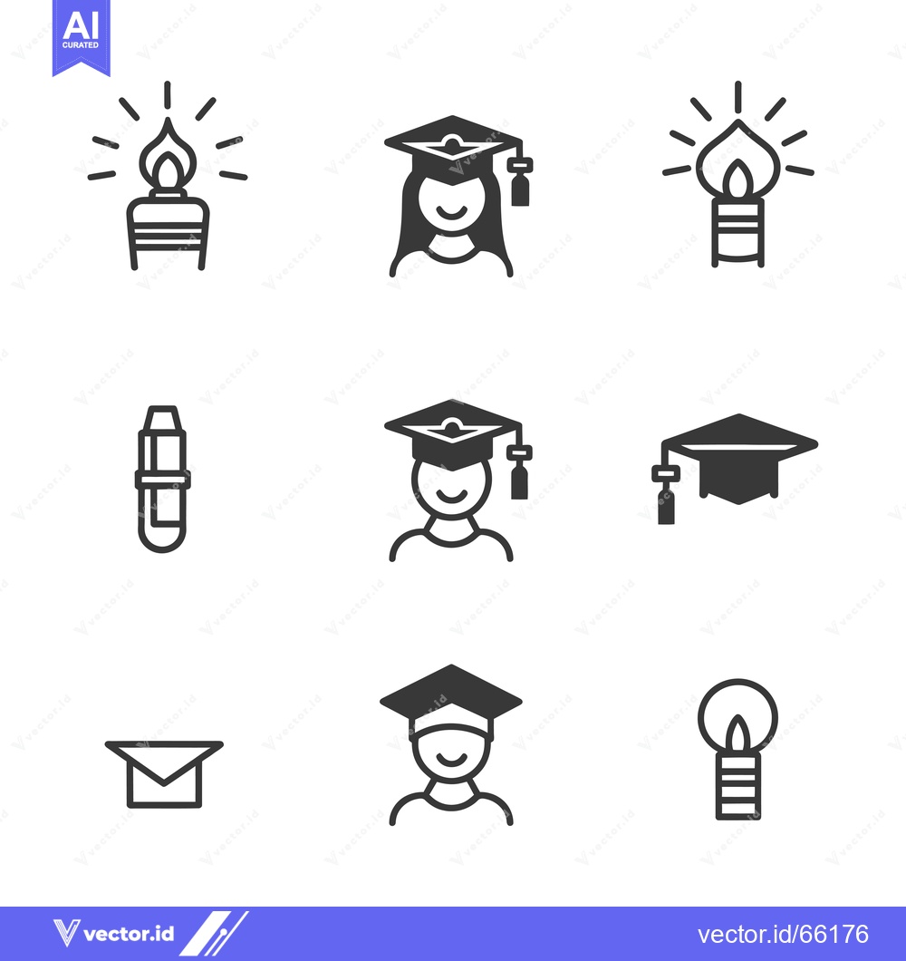 Premium Vector of Set of Education and Light Bulb Icons in Black and White