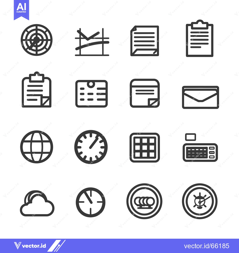 Premium Vector dari Set of 16 Business and Finance Icons in a Modern Outline Style