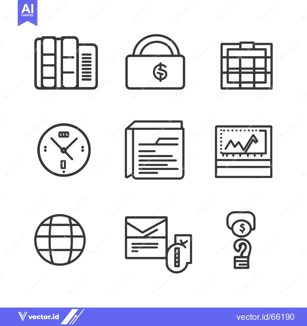 Premium Vector of Set of Nine Line Icons Related to Business and Finance