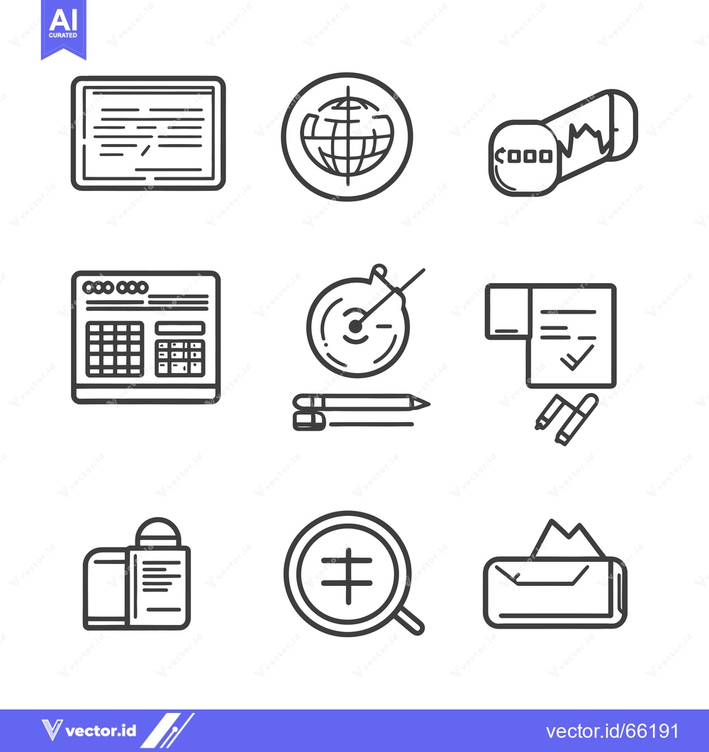 Premium Vector dari Nine Simple Black and White Line Icons Related to Business and Finance