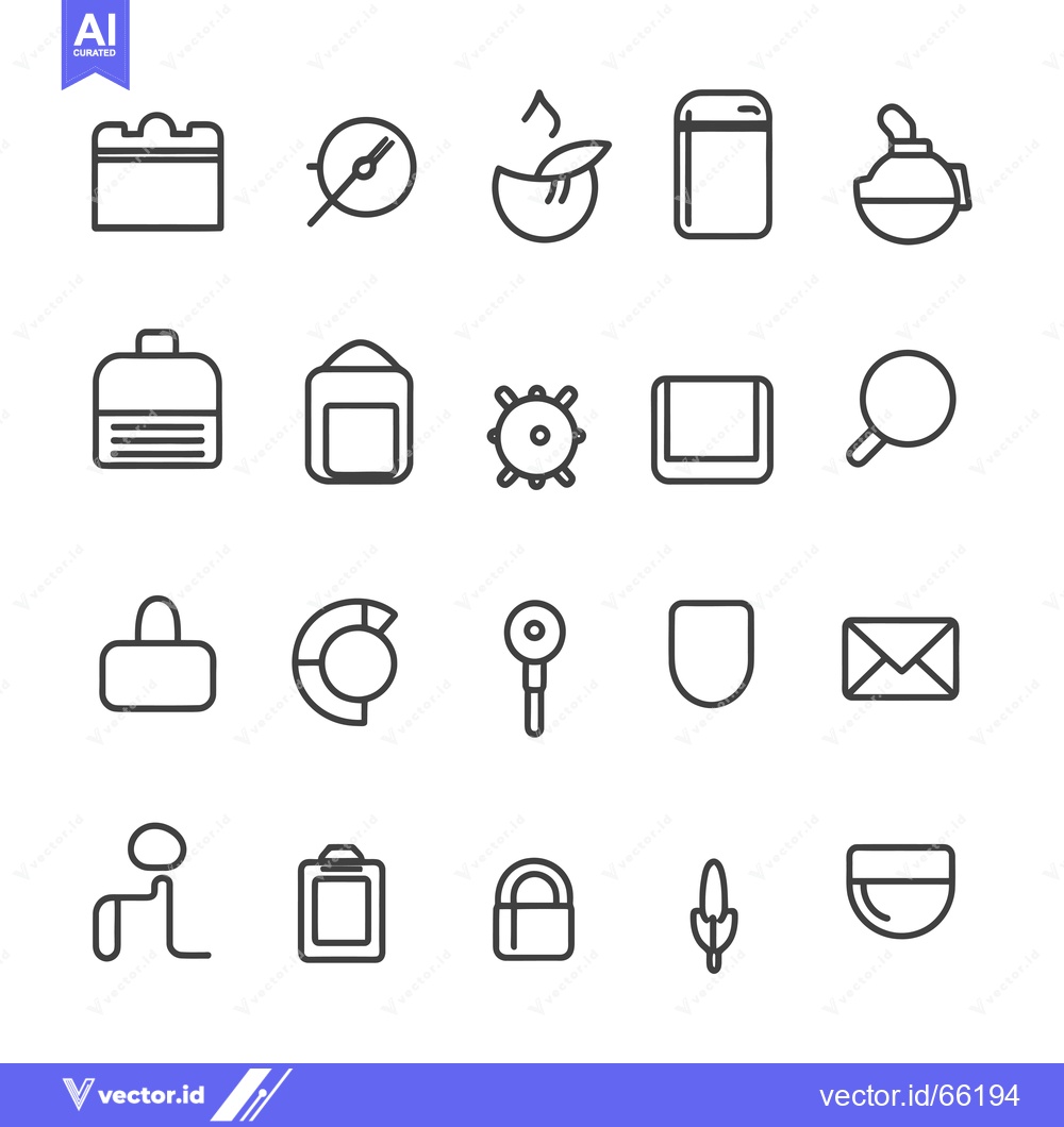 Premium Vector dari A Set of 20 Simple Black Outline Icons