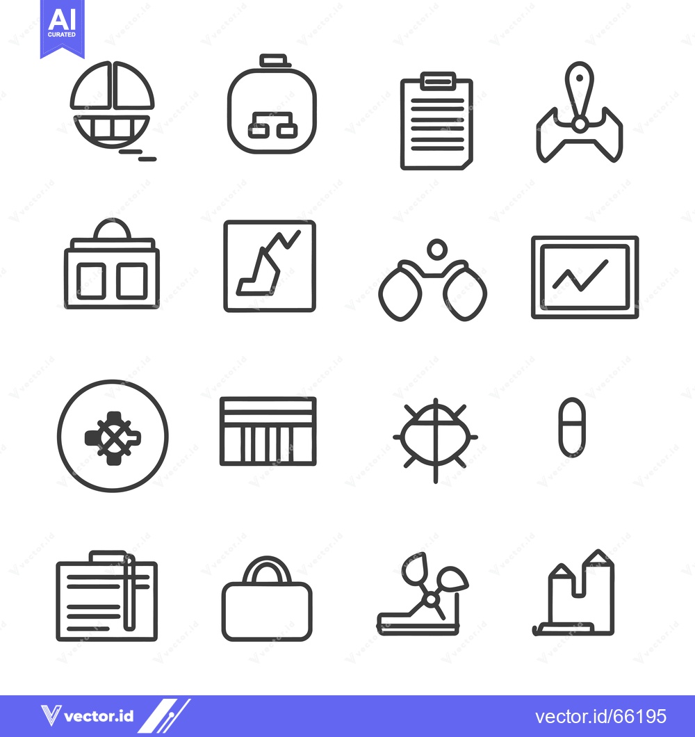 Premium Vector dari A Set of 16 Line Icons for Various Purposes