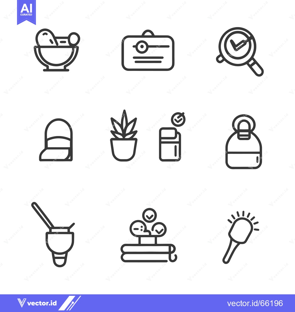 Premium Vector of Set of nine line icons depicting various objects