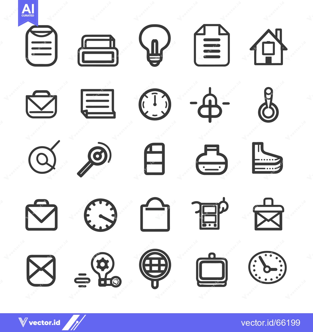 Premium Vector of A Collection of Simple Line Icons Depicting Everyday Objects and Conce