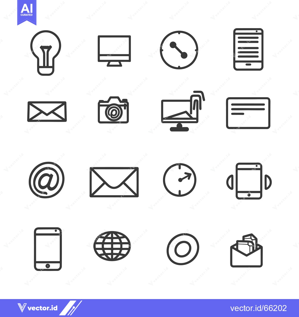Premium Vector dari Collection of Line Icons for Digital Communication, Technology, and Bu