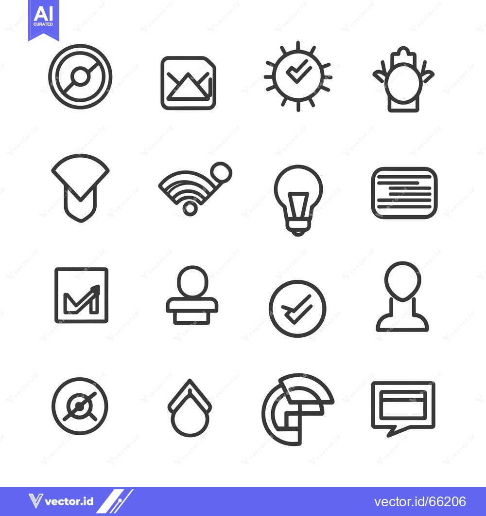 Premium Vector dari Set of 16 Modern Outline Icons for User Interface Design