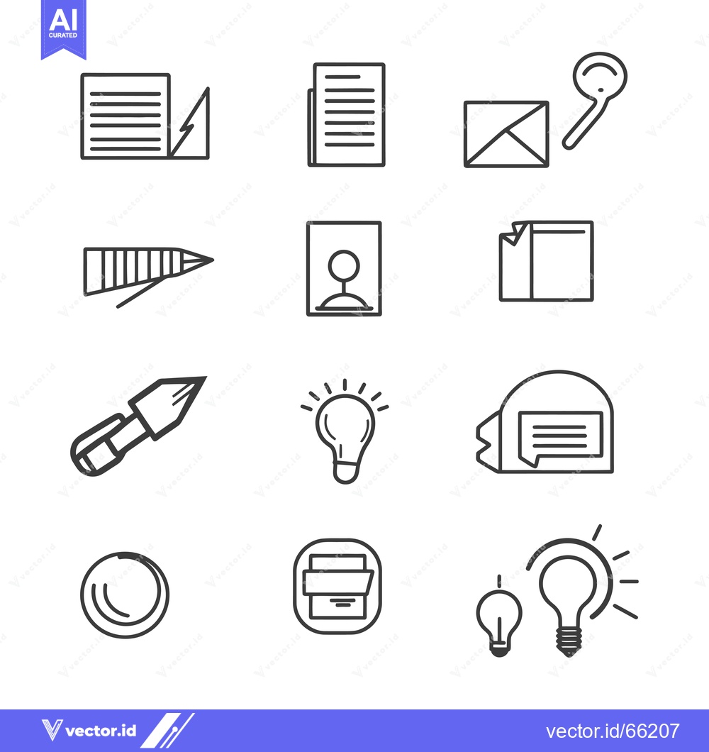 Premium Vector dari Collection of Outline Icons for Office and Business Tasks