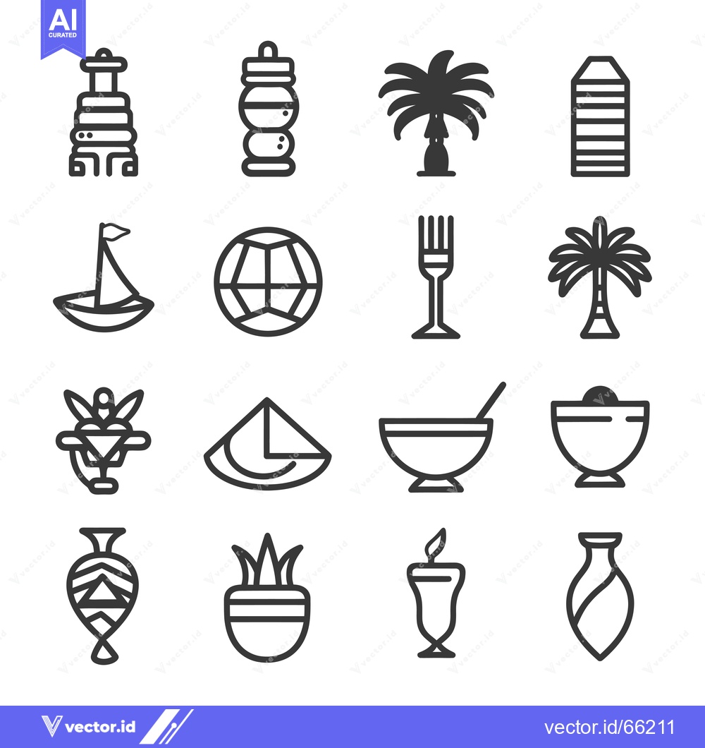 Premium Vector dari Set of 16 Line Icons Related to Travel and Tourism