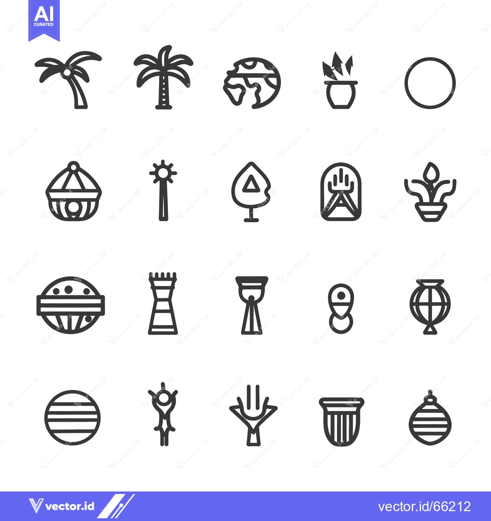 Premium Vector dari Collection of 20 Line Icons Featuring Nature, Objects, and Symbols