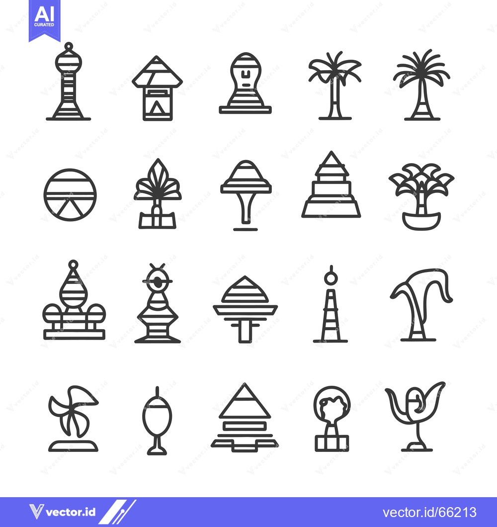 Premium Vector dari Set of Line Icons Representing Various Trees and Plants