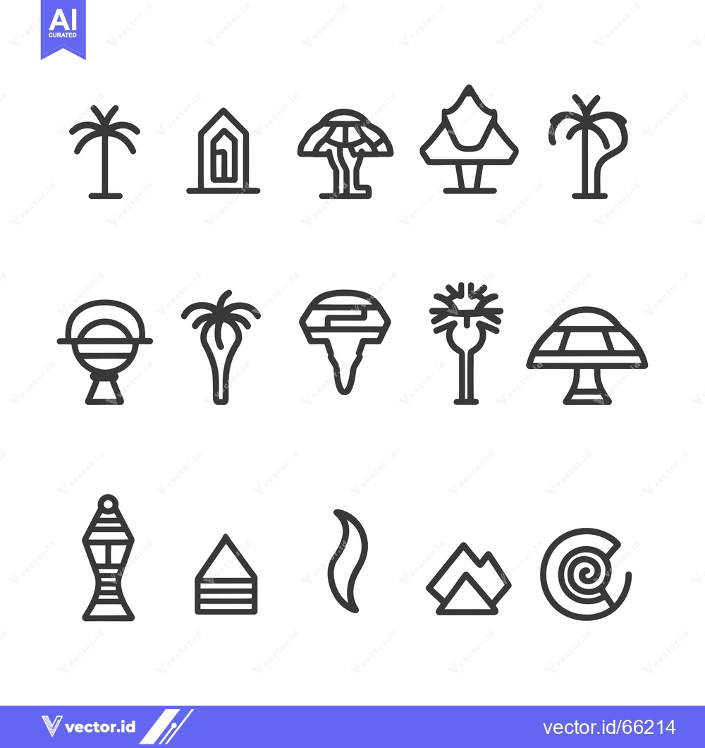 Premium Vector dari Collection of Line Icons Representing Various Objects