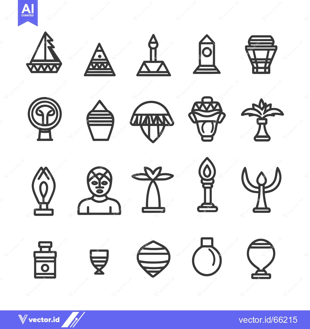 Premium Vector dari Set of Line Icons Representing African Culture and Traditional Objects