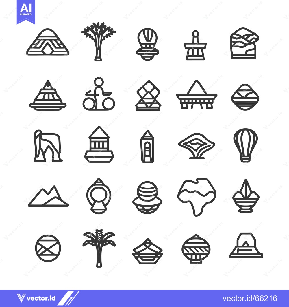 Premium Vector dari Set of 25 Landmarks and Attractions Outline Icons