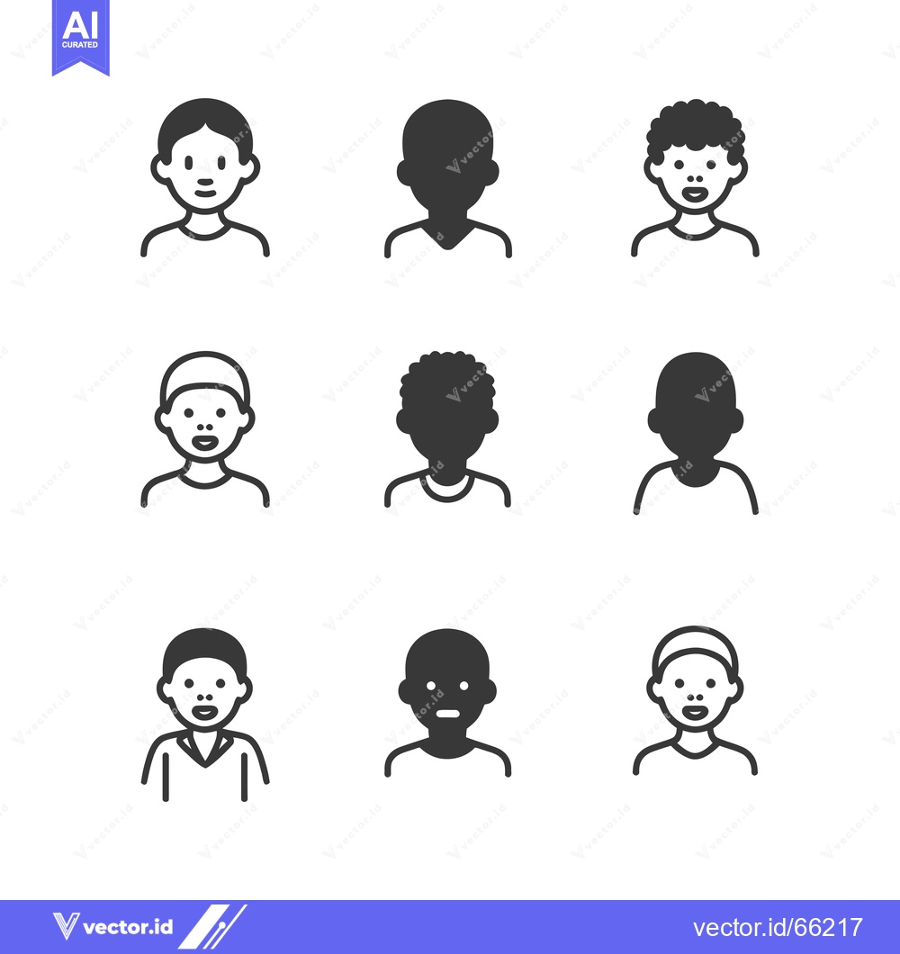 Premium Vector of Set of Nine Different Male User Icons