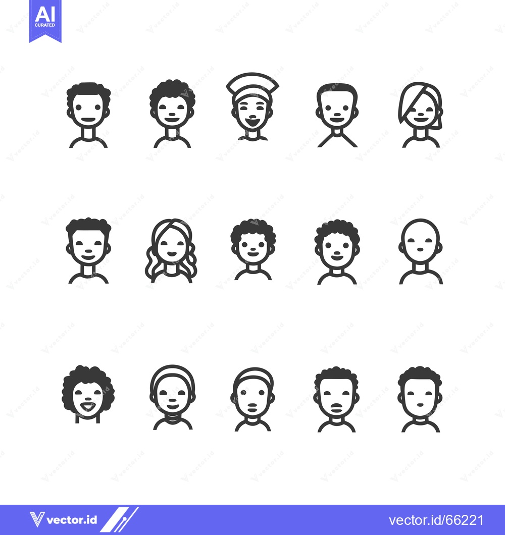 Premium Vector of Collection of Diverse Smiling Cartoon Faces