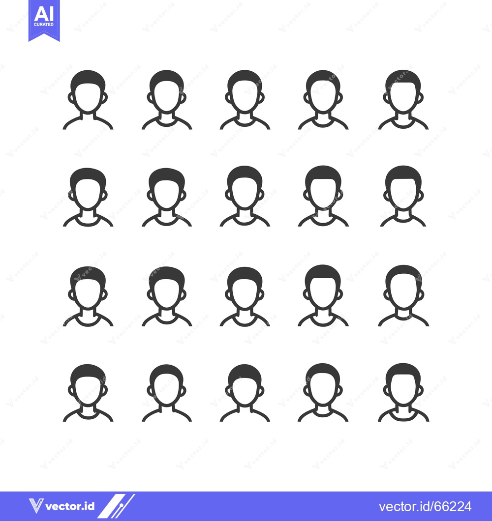Premium Vector dari Twenty Black and White Outline Icons of Faceless Male Figures