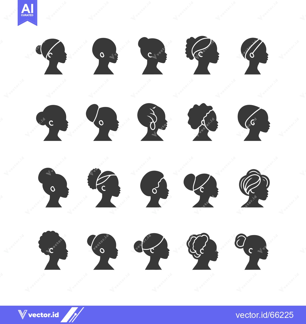 Premium Vector dari A Collection of Black Women's Hairstyle Silhouettes