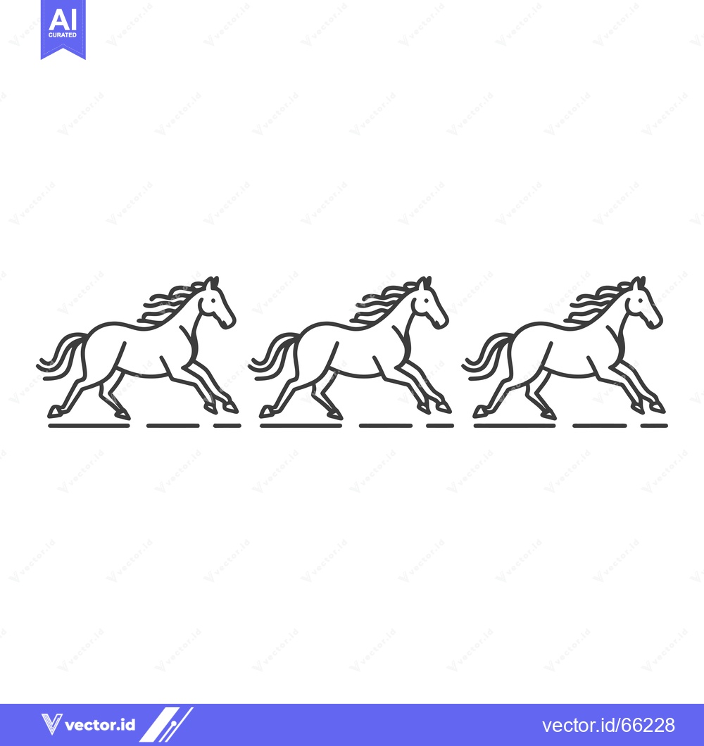 Premium Vector dari Three Outline Drawings of Running Horses