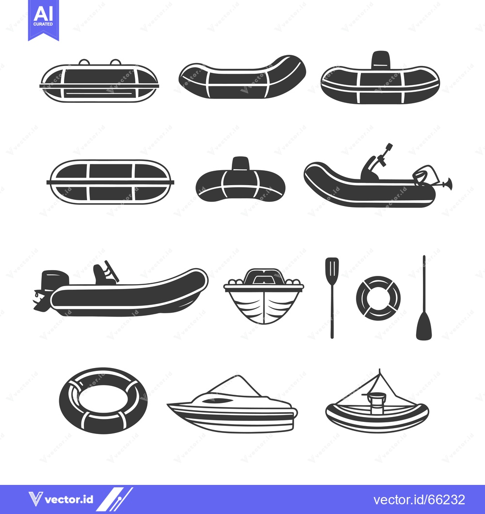 Premium Vector of A Collection of Black and White Boat and Watercraft Icons