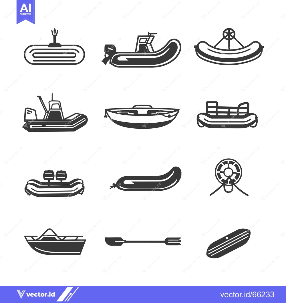 Premium Vector dari Set of Black and White Boat and Dinghy Icons