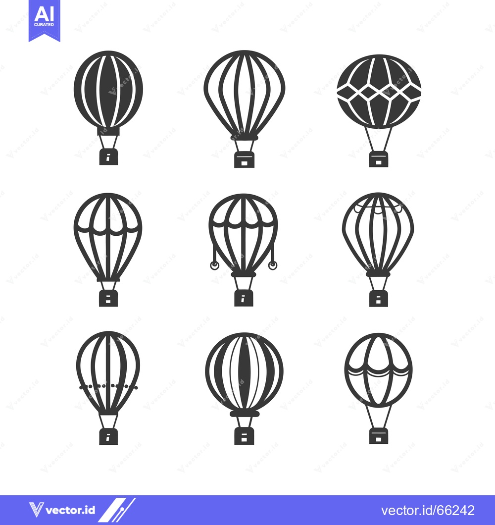 Premium Vector dari Set of Nine Different Hot Air Balloon Icons