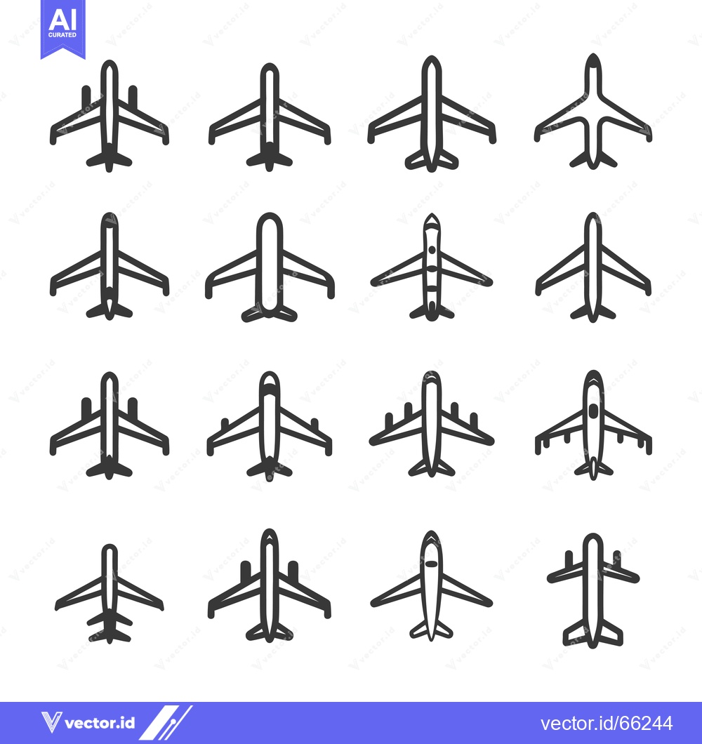 Premium Vector dari Set of 16 Simple Airplane Line Icons
