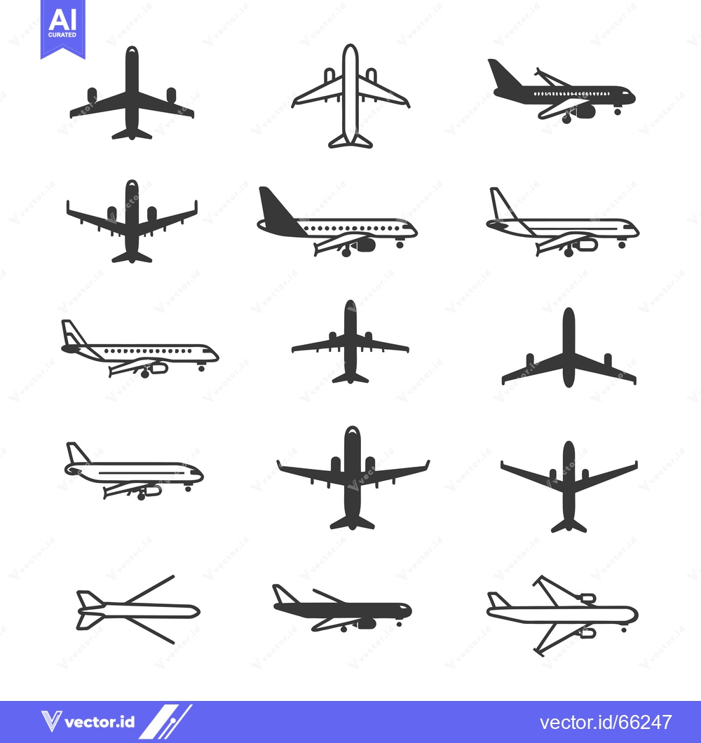 Premium Vector dari A Collection of Airplane Icons in Different Viewpoints