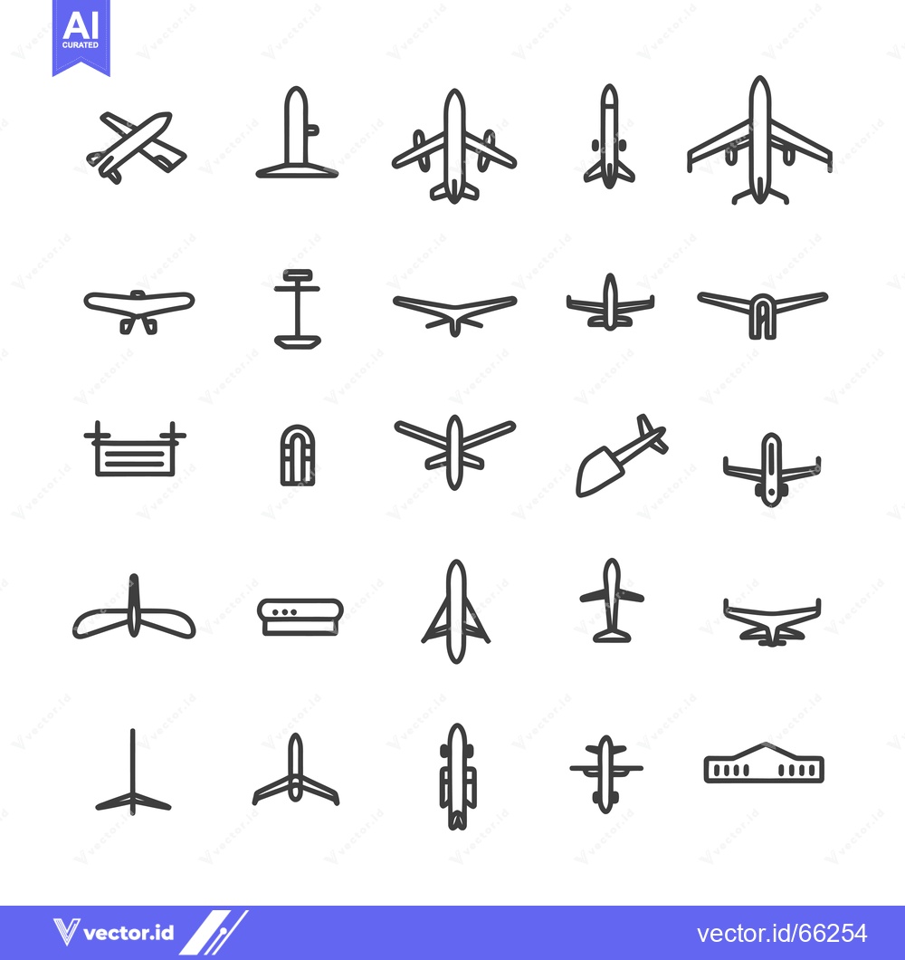 Premium Vector dari Collection of Airplane and Aircraft Outline Icons