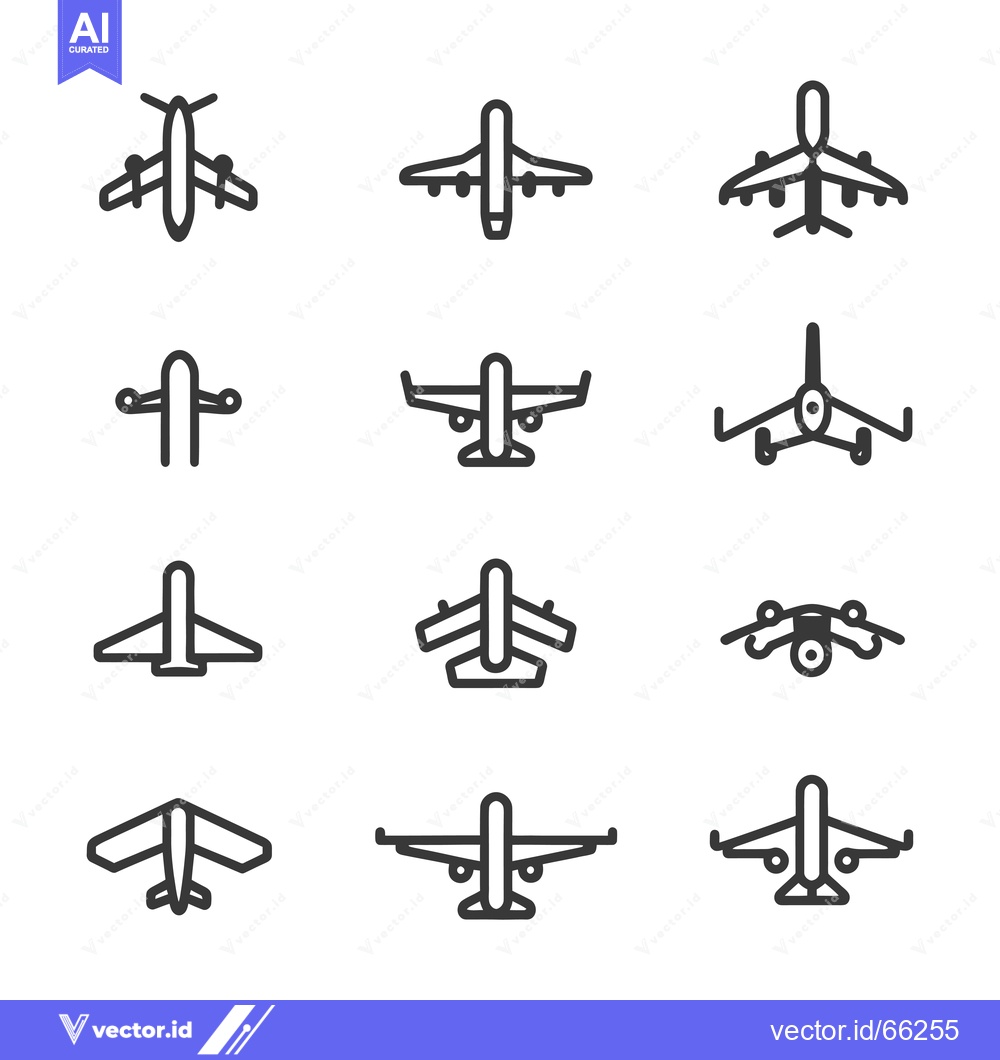 Premium Vector dari Set of Airplane Icons in Different View Angles