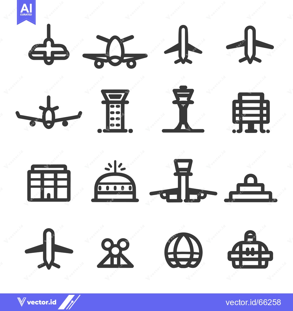 Premium Vector of Airport and Airplane Icons Set