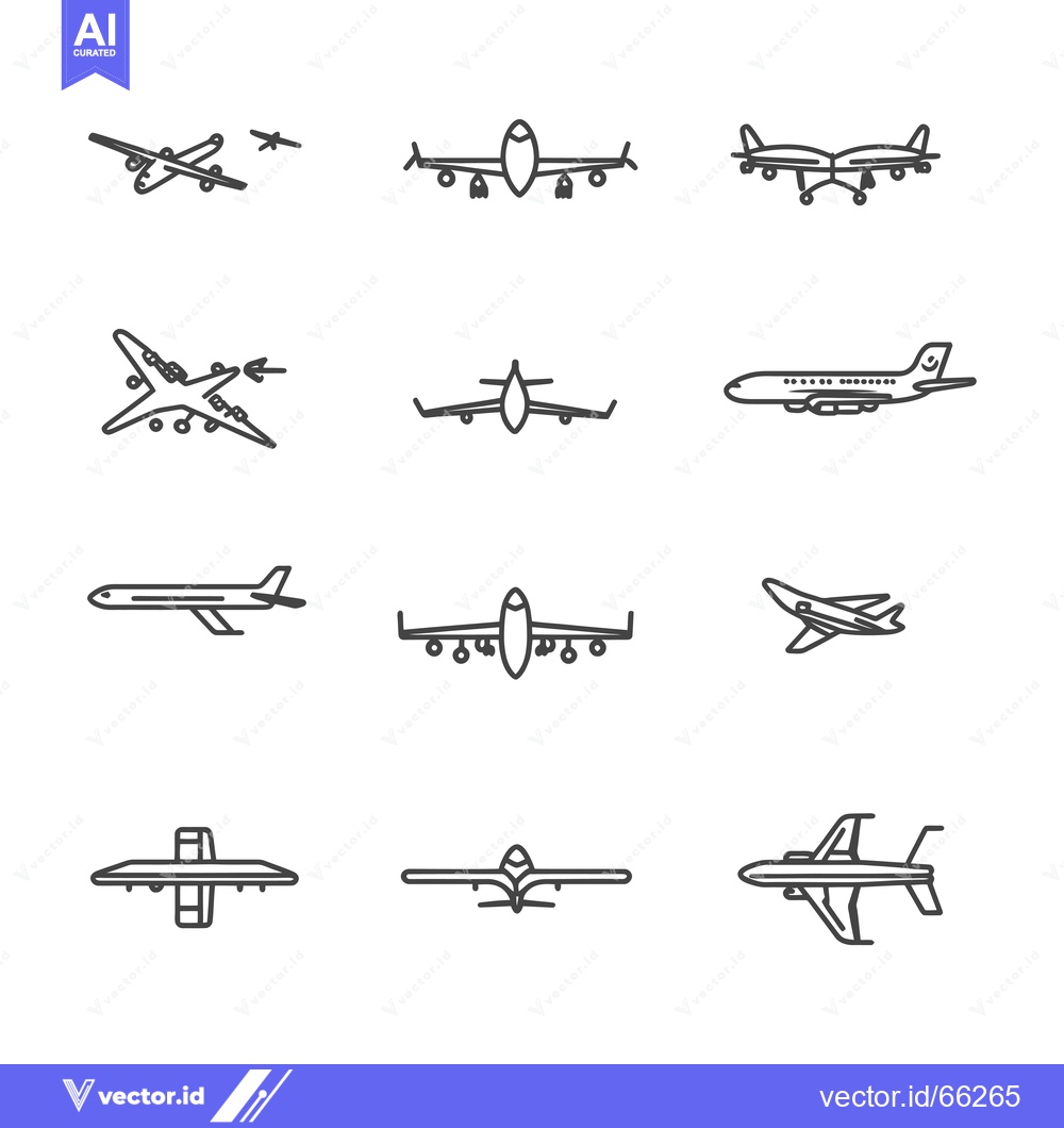 Premium Vector dari Set of Airplane Outline Icons