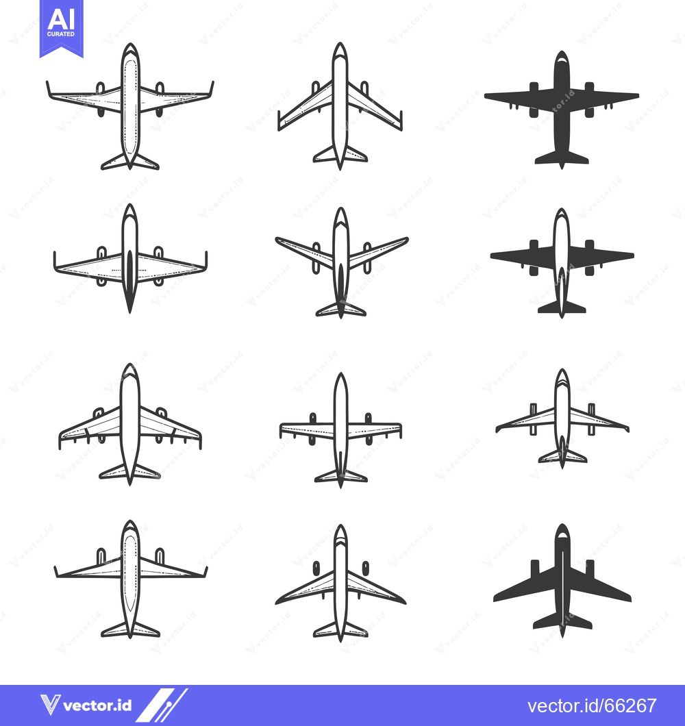 Premium Vector of Hand-drawn Airplane Icons with Different Styles