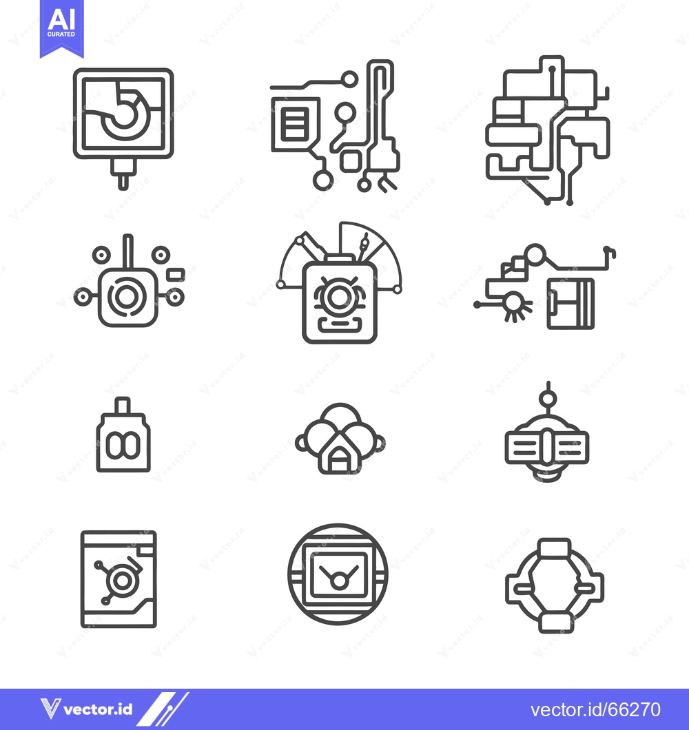 Premium Vector of Set of Modern Technology Line Icons