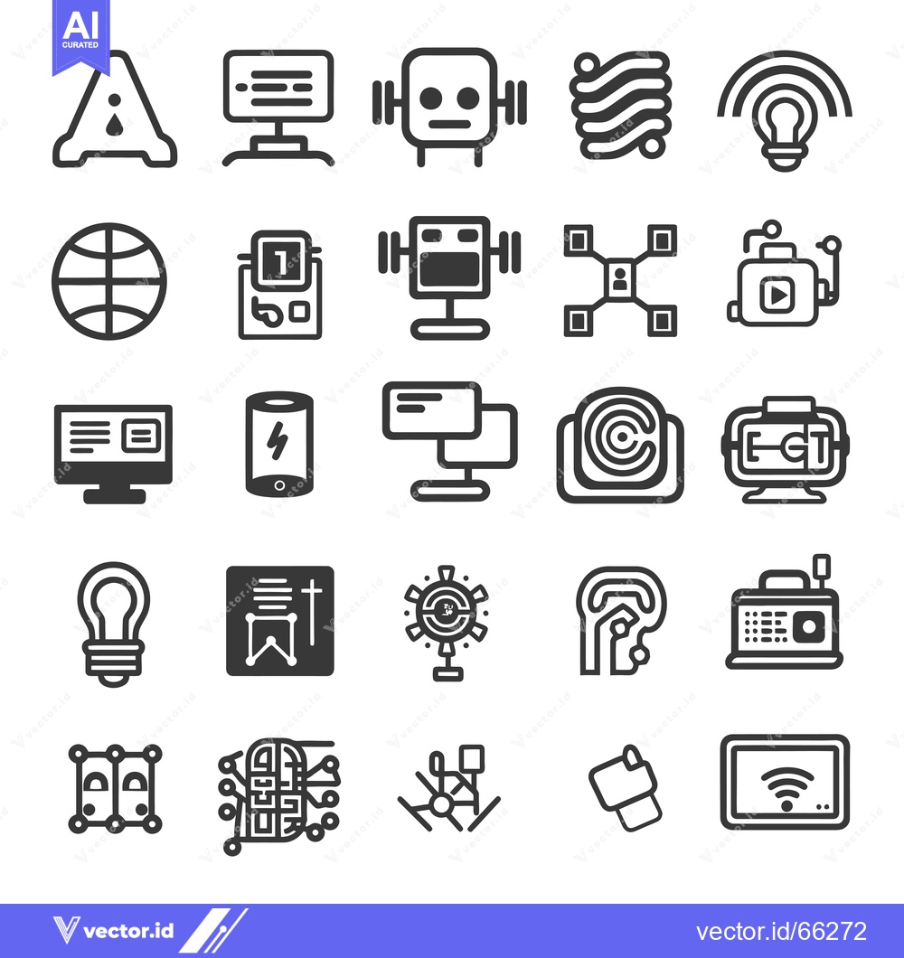 Premium Vector of Technology Outline Icons Collection Set