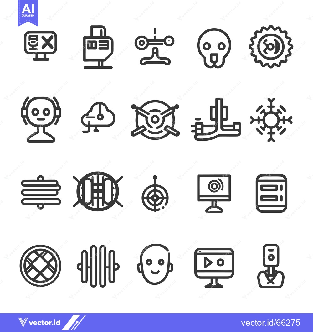 Premium Vector dari Set of 20 Technology Related Line Icons