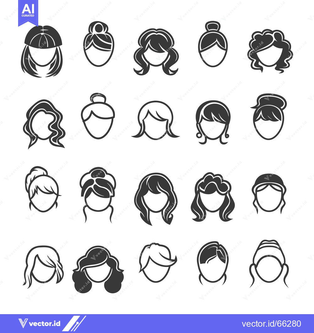 Premium Vector of Collection of Female Hairstyle Icons