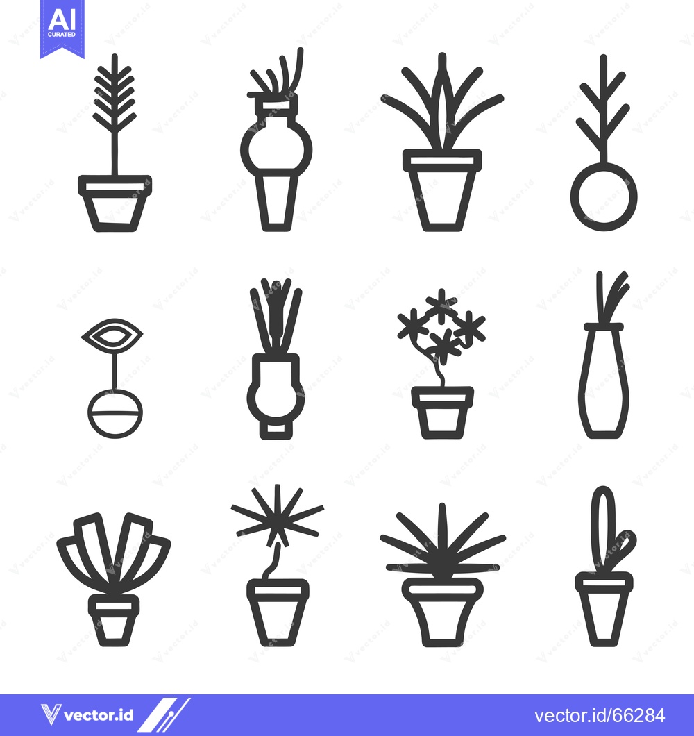 Premium Vector of Set of Line Icons Representing Different Types of Plants