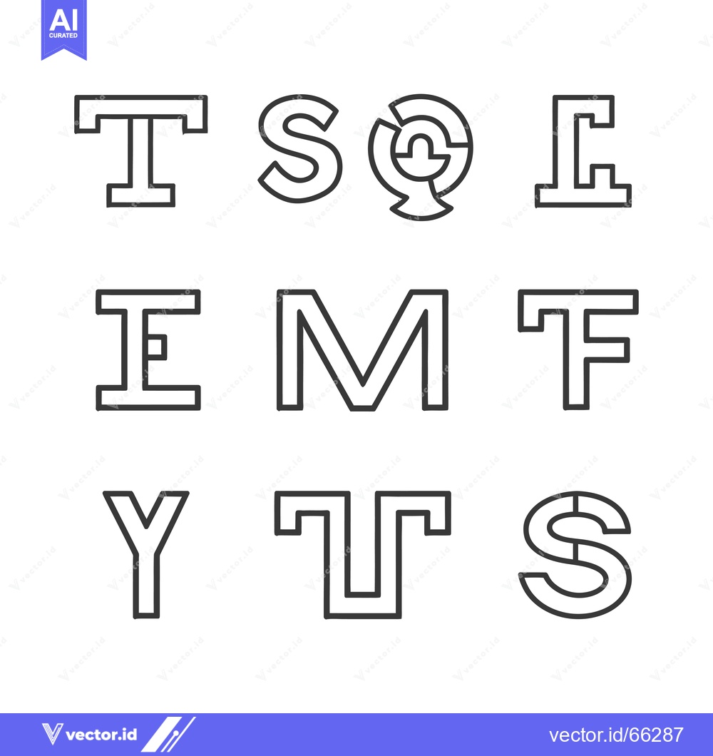 Premium Vector dari Nine Unique Letter Shapes Designed in a Minimalist Style