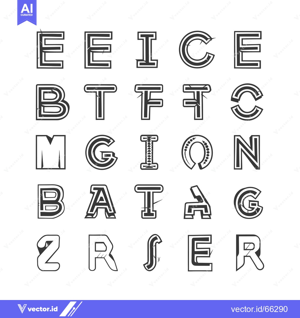 Premium Vector dari A Collection of Unique and Bold Capital Letters in a Monochrome Style