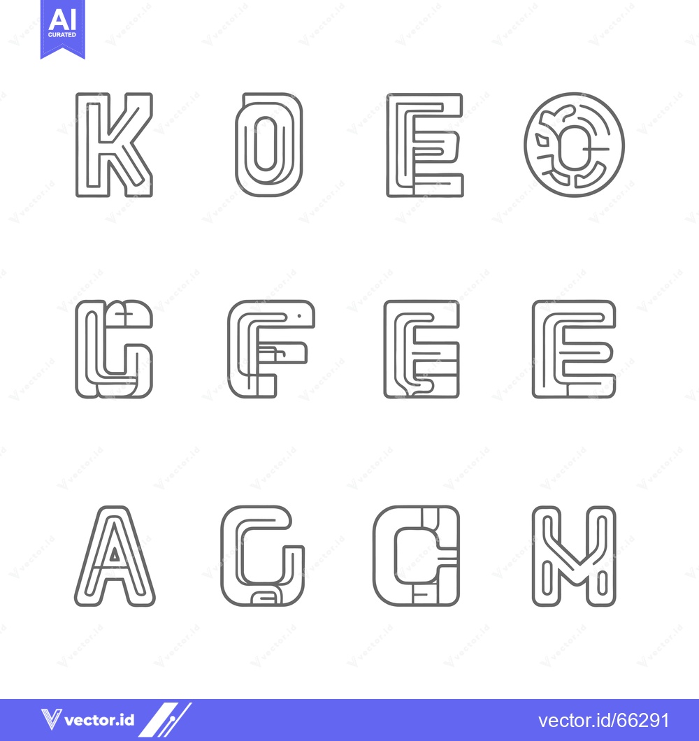 Premium Vector of Set of Alphabet Letters in a Maze-Like Style