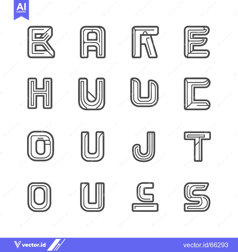 Premium Vector dari Outline Style Alphabet with Geometric Shapes