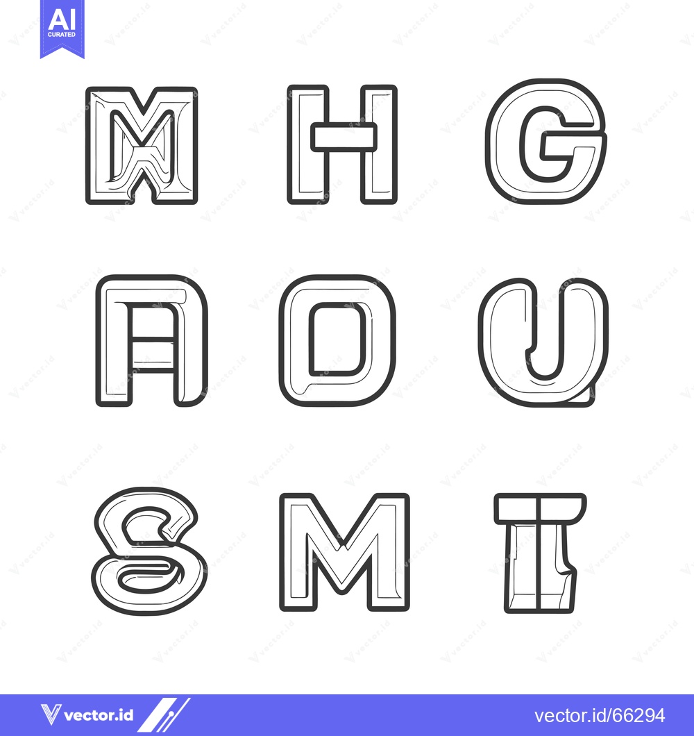 Premium Vector dari A Set of Stylized Letters M, H, G, A, O, U, S, M, and T