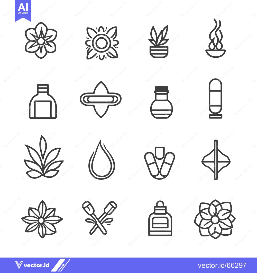 Premium Vector dari A Set of Line Icons Depicting Natural Remedies and Products