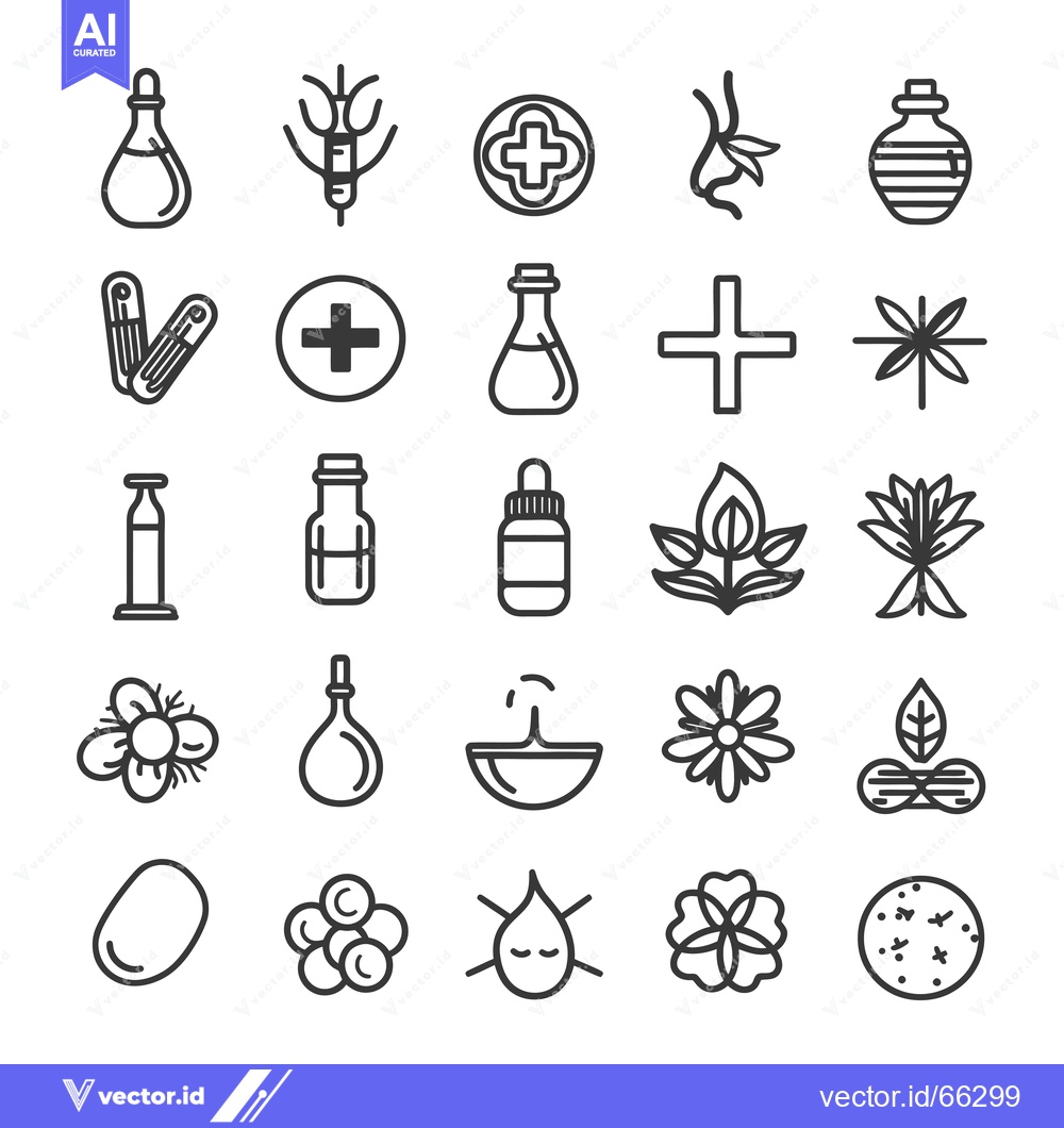Premium Vector dari Set of Herbal and Medical Line Icons
