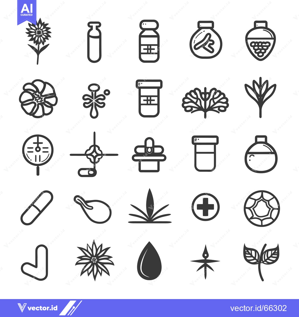 Premium Vector dari A Collection of Line Drawings Depicting Various Botanical and Pharmace